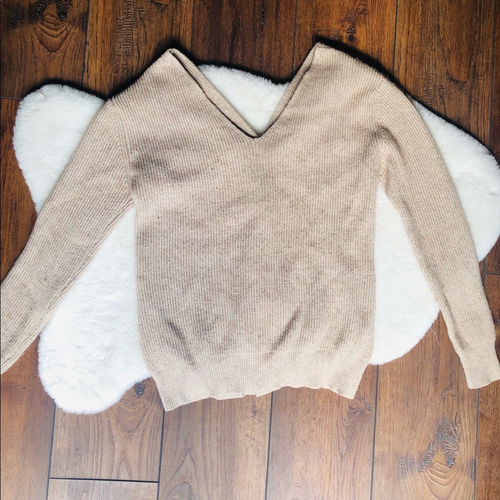 Deep V-neck oversized sweater